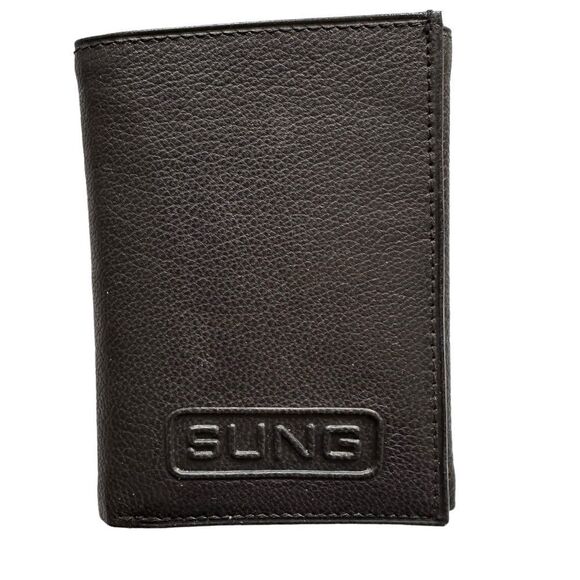 ALFRED SUNG Genuine Leather MENS Tri Fold Wallet Black NEW - Picture 2 of 4